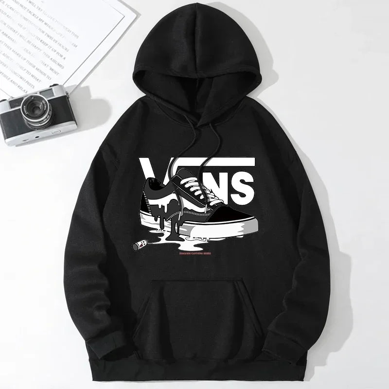Moletom Masculino com Capuz Estampado Hip Hop Manga Longa Forro de Lã