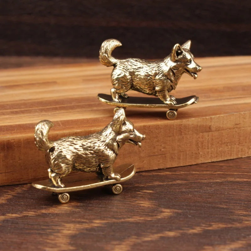 Skateboard Dog Figurine Home Decor Cartoon Sculpture Home Decoration