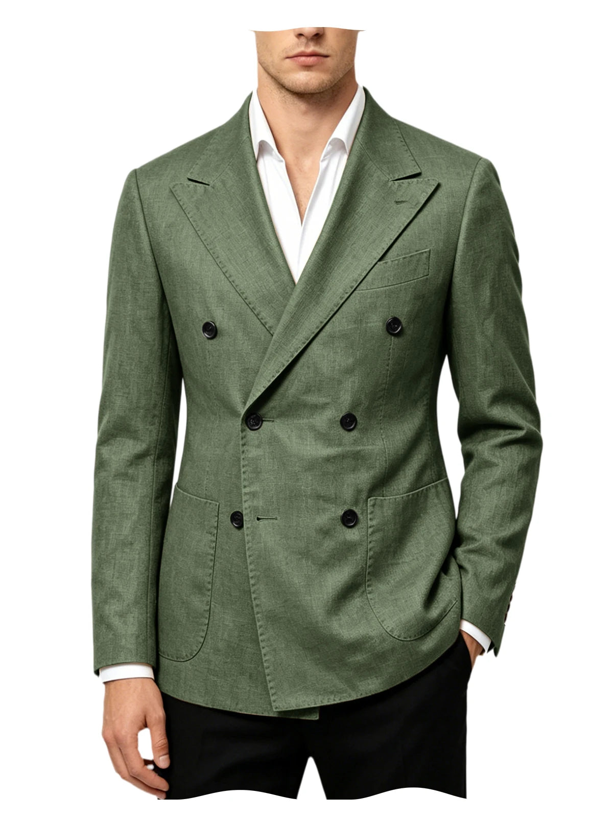 Blazer Masculino de Linho Transpassado Slim Fit Casaco de Terno Casual Negócios Jaqueta Formal para Casamento Noivo Smoking Primavera Verão