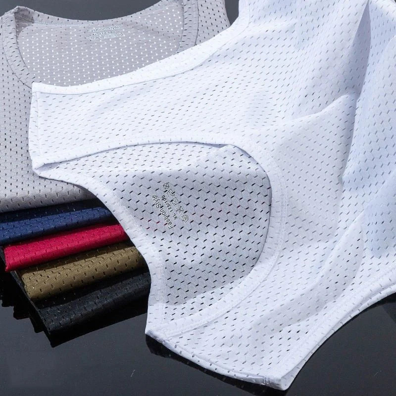 Regatas Masculinas em Malha de Seda Gelada, Regata de Academia Transparente para Musculação, Camiseta Sem Mangas, Colete Fitness Masculino, Regatas de Musculação em Malha