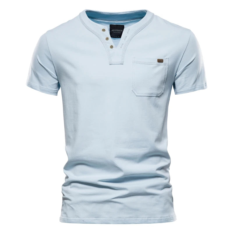 2021 Verão Top Qualidade Camiseta Algodão Masculina Cor Sólida Design Gola V Camiseta Casual Clássica Roupa Masculina Blusas Camiseta Masculina