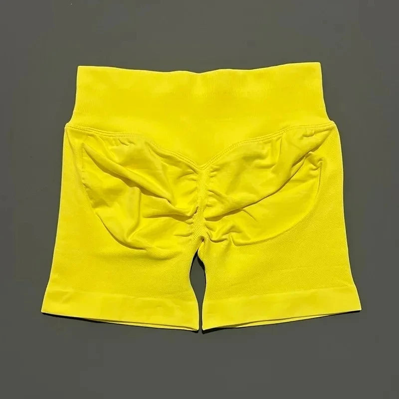 Conjuntos de Academia Femininos 2 Peças Impacto Sem Costura Fitness Yoga Roupa Esportiva Halter Top Shorts Roupa de Treino Corrida Roupa de Academia