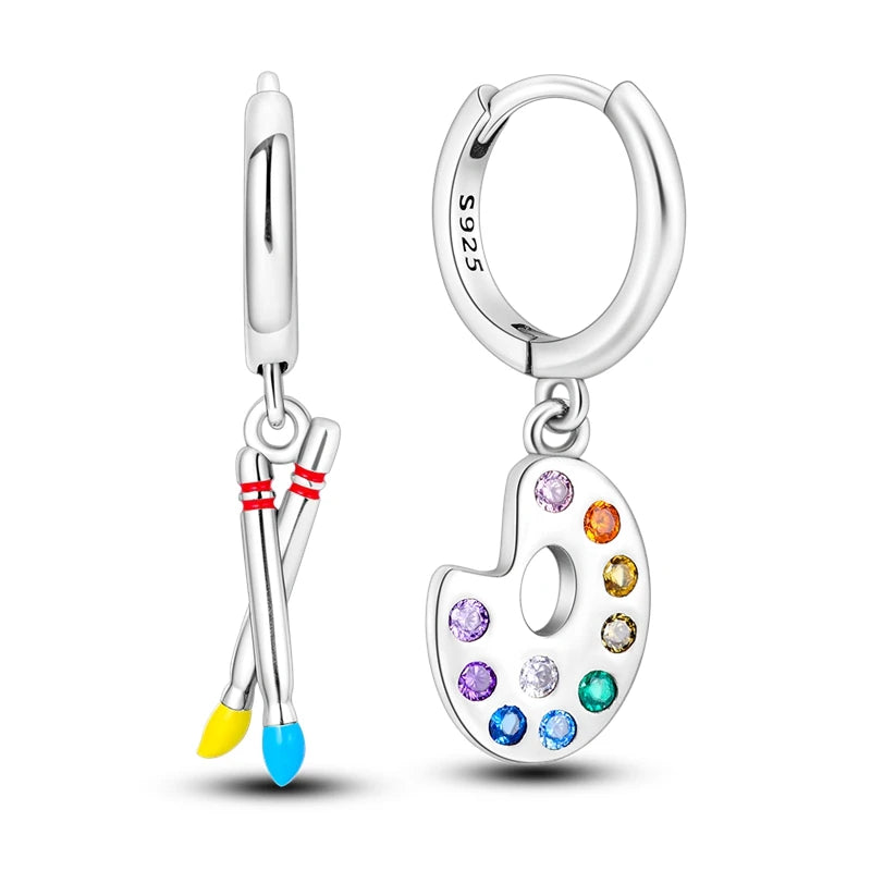 Orstarry 925 Sterling Silver Crystal Circular Eardrops Drop Earrings Women Earrings Charm Fashion Versatile Party Jewelry Gifts