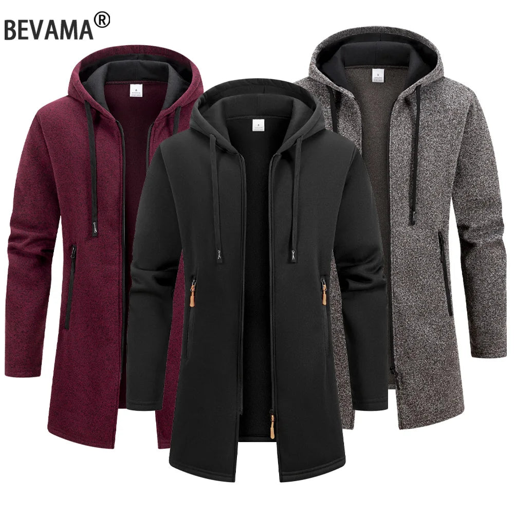 Moletons Masculinos Streetwear de Manga Longa com Zíper, Capuz, Tamanho Grande, Jaqueta Quente de Inverno, Casaco Esportivo, Fato de Treino Masculino