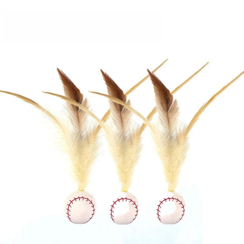 Cat interactive self fun ball, toy indoor feather bouncing ball, high rebound pet flutter ball, pet accessories
