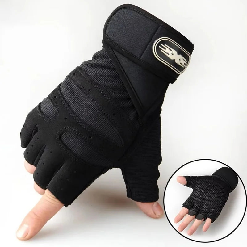 Luvas de Academia Masculinas Femininas Fitness Levantamento de Peso Luvas com Munhequeira Musculação Treino Esportes Ciclismo Luva à Prova de Choque