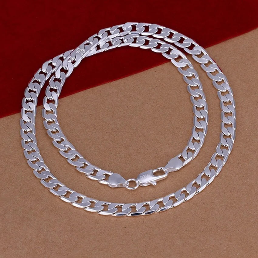 Colar de Prata Esterlina 925 Fino requintado nobre luxo lindo charme moda corrente sólida de 6MM masculina casamento feminina joia