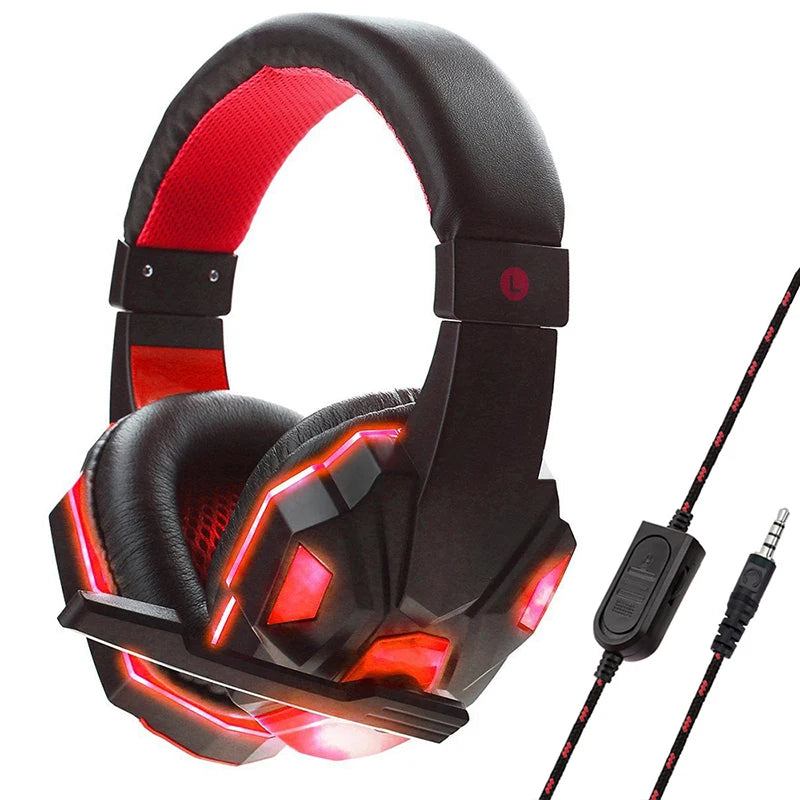 Headphones 3.5mm Com Fio Fone De Ouvido Gaming Fone De Ouvido Música Para Computador Com Microfone Headset Estéreo Virtual Surround Bass LED Light Gamer
