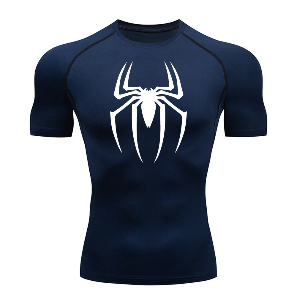 Camisa de Compressão Masculina Estampa Aranha 2025, Camiseta Secagem Rápida, Jersey para Academia e Corrida, Manga Curta Respirável, Primavera, Verão, P-3G
