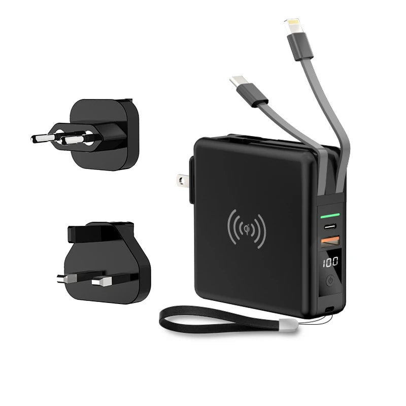 Power Bank 10000mAh 15W Fast Wireless Charging AC Plug