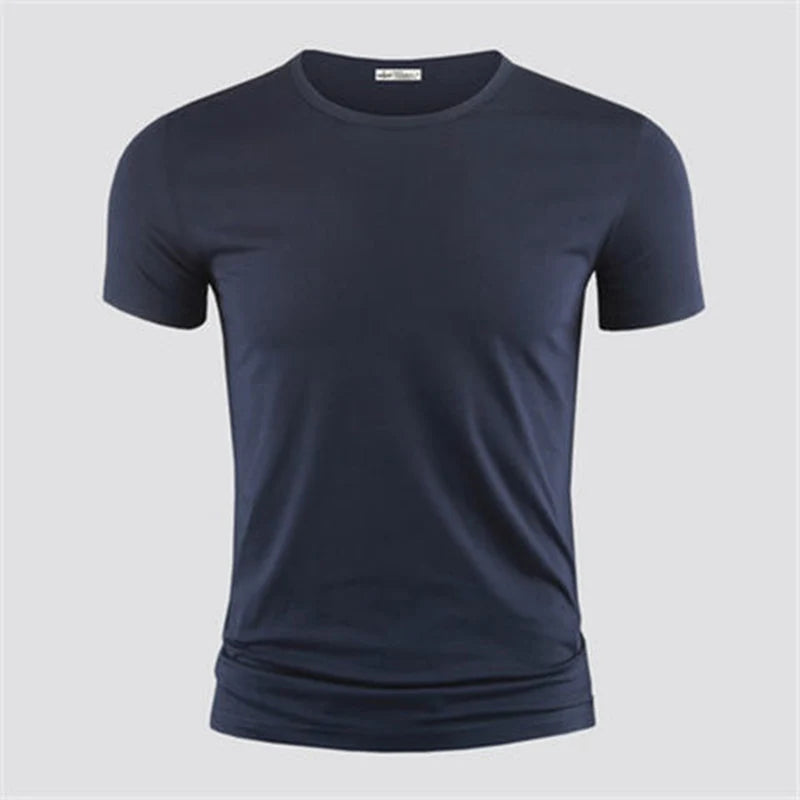 Camiseta Masculina 2026 Cor Sólida Gola V Manga Curta Blusas Camisetas Masculinas Camiseta Preta Justa Camisetas Masculinas Fitness para Roupas Masculinas