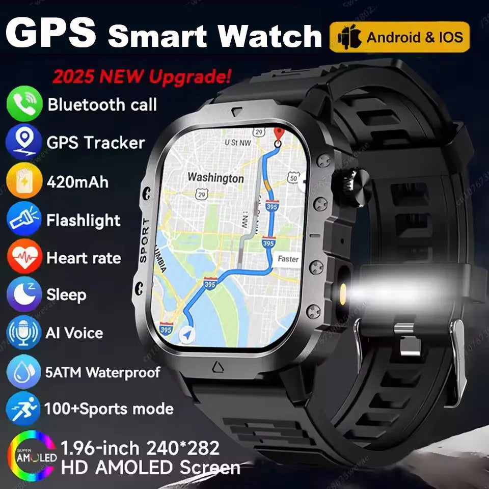 Military Smart Watch GPS Heart Rate Sleep Waterproof