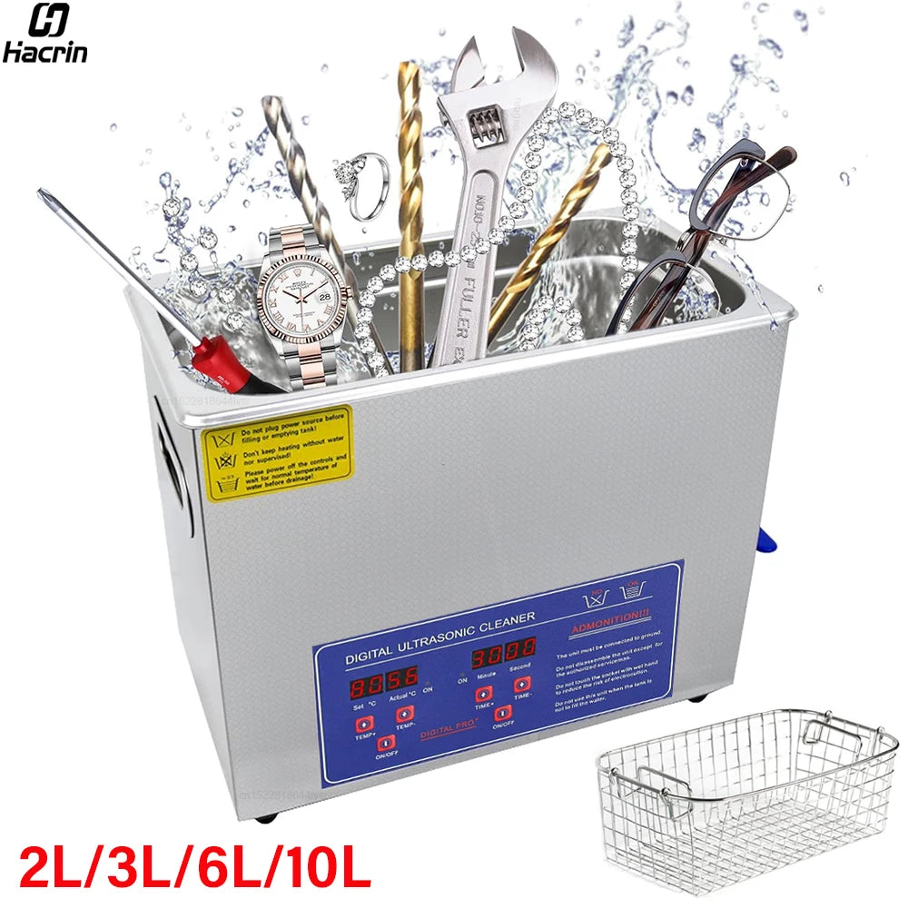 Ultrasonic Cleaner 2L 3L 6L 10L Banho Ultrassônico para Óculos Joias Placa Lente Limpador Máquina de Lavar Ultrassônica Lava-louças