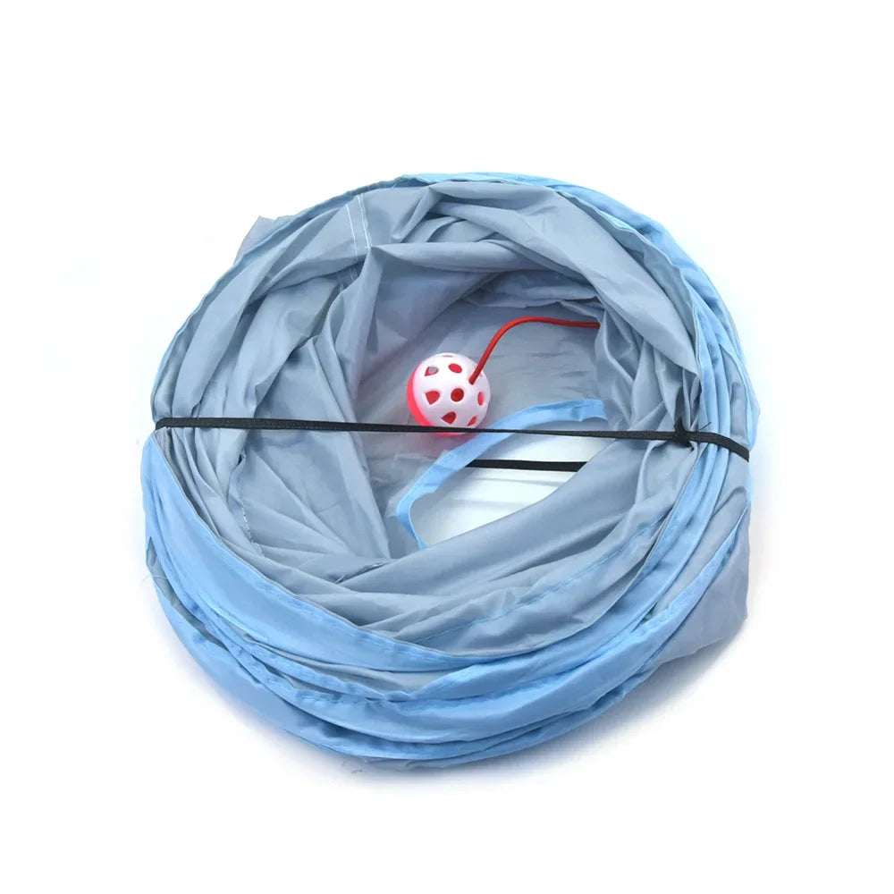 Túnel Tubo Dobrável para Gatos de Estimação 3 Vias Cinza Brinquedo Túnel para Gatinhos com Buraco de Espreitar Brinquedo Interativo de Treinamento para Animais de Estimação