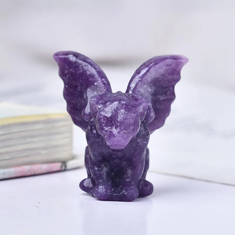 Estatueta de Gárgula de Cristal Decoração de Casa Bruxaria com Pedras Preciosas