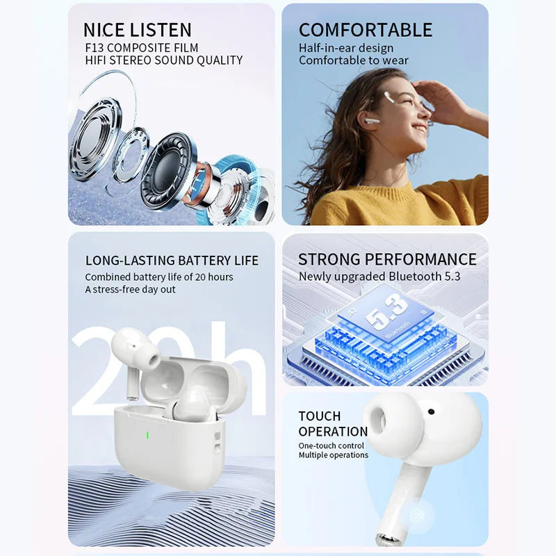 2025 Air Pro Fones de Ouvido Bluetooth Sem Fio TWS Headset HiFi Fones de Ouvido Cancelamento de Ruído Fones de Ouvido Impermeáveis Para IPHONE Android