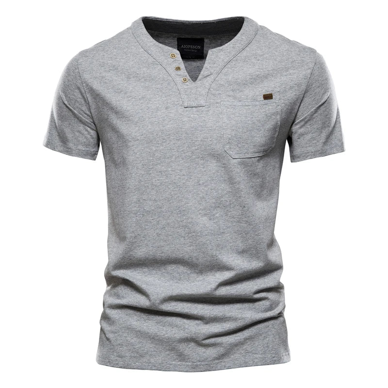 2021 Verão Top Qualidade Camiseta Algodão Masculina Cor Sólida Design Gola V Camiseta Casual Clássica Roupa Masculina Blusas Camiseta Masculina