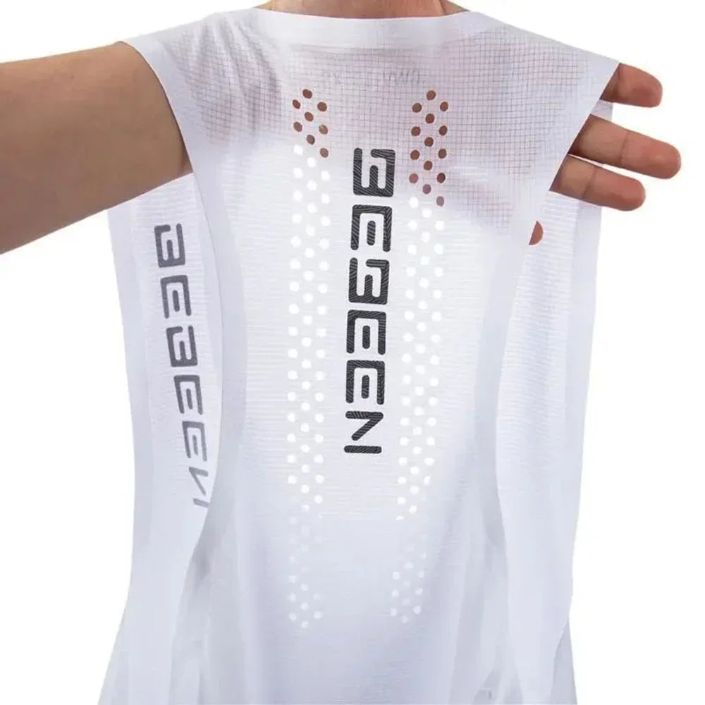 Regata Masculina de Malha Respirável Secagem Rápida Esportiva Ao Ar Livre Sem Mangas Top Leve Slim Fit Regata Masculina Moda Verão Novo