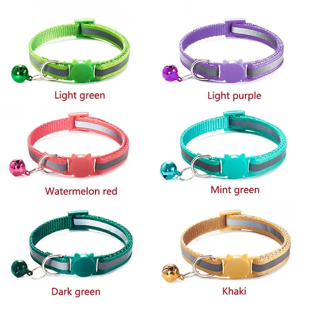 Opções Lindas Ajustáveis Refletivas com Guizos Fivelas de Nylon Acessórios para Pets Tira para Pescoço de Gato Coleira para Gatos Decoração para Gatinhos