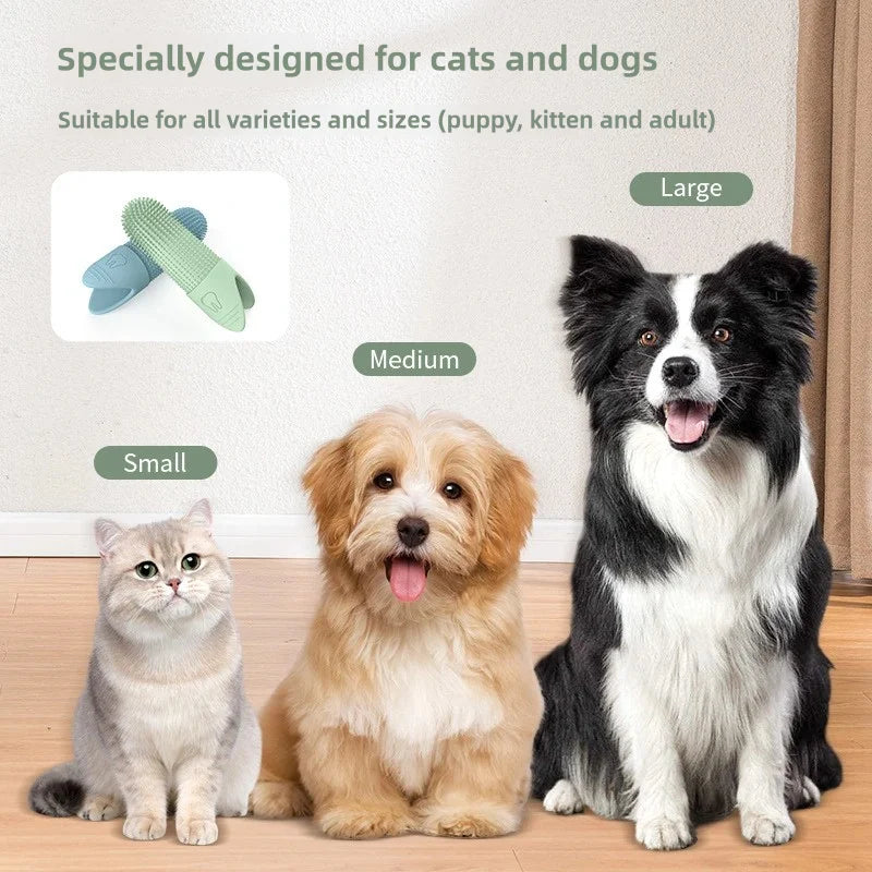Escova de Dedo para Dentes de Cães, Escova de Dedo para Limpeza 360° para Cães, Escova de Dedo de Silicone de Grau Alimentício para Cães e Gatos Cuidado Dental