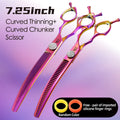 Fenice Grooming Scissors Diamond Screw 7.25 Inch Professional Curved Chunker Scissors Thinner Shears for Pet Beautician Tesoura