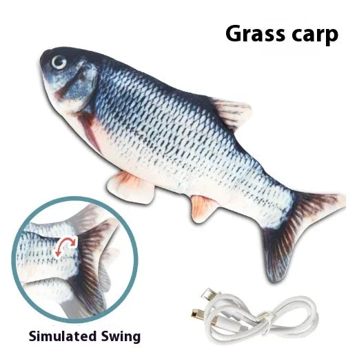 Brinquedo Interativo USB Recarregável Elétrico com Peixe Que Mexe para Gatos, Simulação de Peixe Saltitante, Brinquedo Divertido para Gatinhos e Animais de Estimação