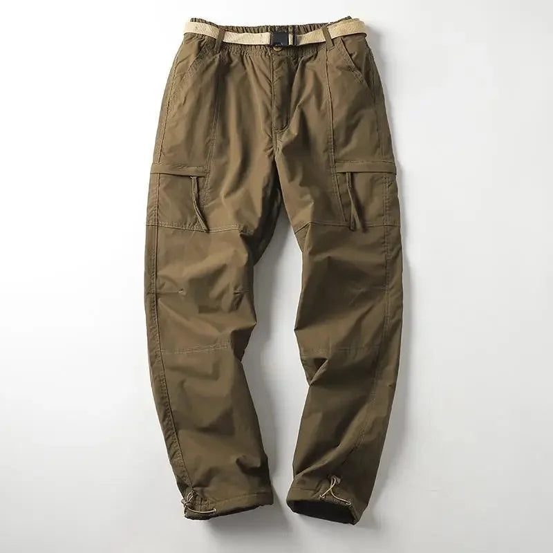 Calças Masculinas de Caminhada ao Ar Livre em Fleece Engrossado Corta-Vento Impermeável Soft Shell Reta Calças de Trabalho Resistentes ao Frio e Quentes