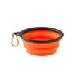 Tigela Dobrável Portátil de Silicone para Alimentação de Cães 2 em 1 Dispensador para Animais de Estimação Viagem ao Ar Livre Cães Gatos com Garrafa Mosquetão Recipiente de Água Comida