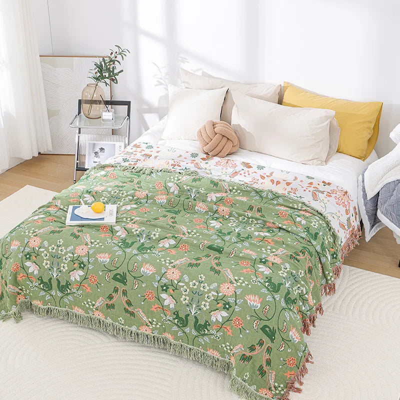 Japanese Throw Blanket Cotton Double Sided Sofa Cover Sofa Cushion Leisure Blanket Bedspread Four Seasons Cooling Quilt Sheet