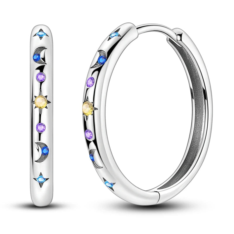 Orstarry 925 Sterling Silver Crystal Circular Eardrops Drop Earrings Women Earrings Charm Fashion Versatile Party Jewelry Gifts