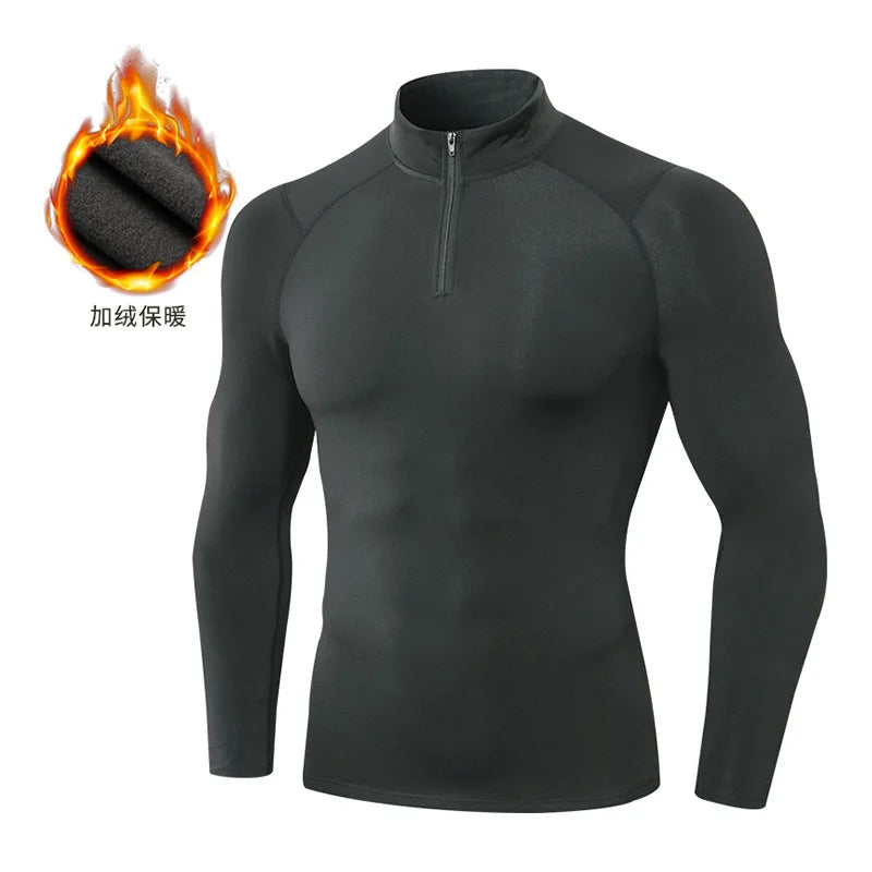 Camiseta Compressão Fleece Masculina Manga Longa — Calor e Performance