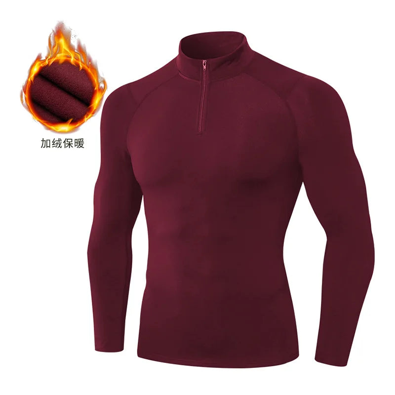Camiseta Compressão Fleece Masculina Manga Longa — Calor e Performance