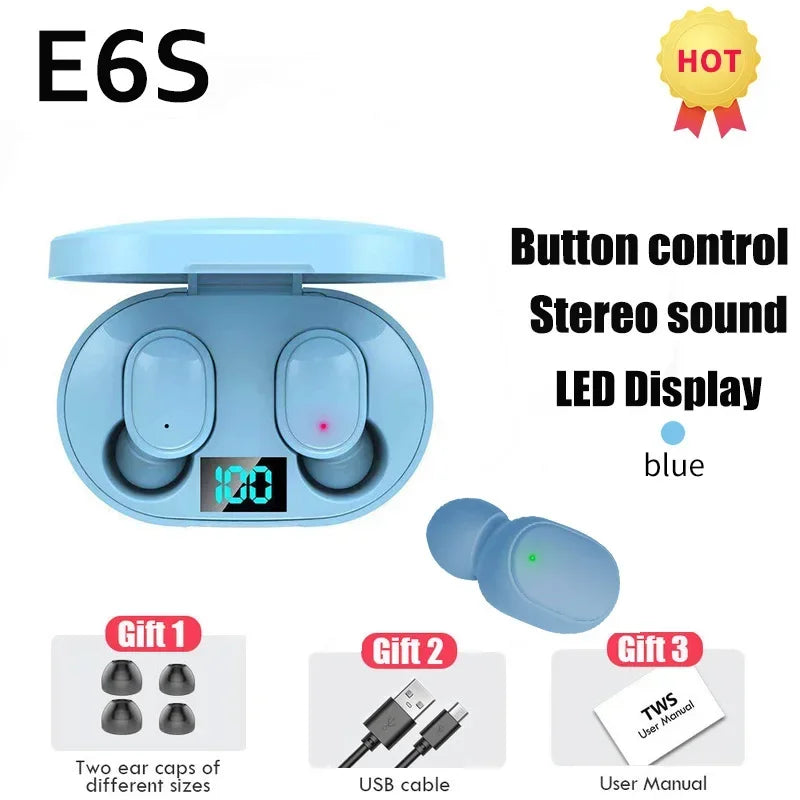 Os fones de ouvido Bluetooth E6STWS são fones de ouvido musicais Bluetooth sem fio e com cancelamento de ruído adequados para Android e iOS.