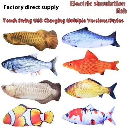 USB Rechargeable Electric Moving Fish Interactive Cat Toy Simulation Jumping Kitten Plaything Fun Pet for Cats