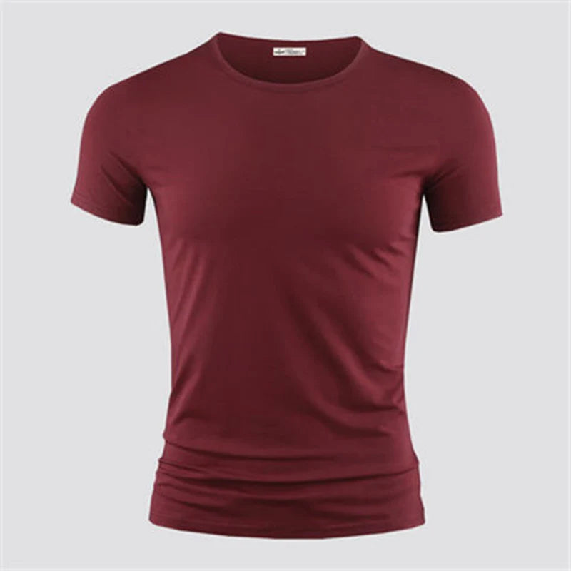 Camiseta Masculina 2026 Cor Sólida Gola V Manga Curta Blusas Camisetas Masculinas Camiseta Preta Justa Camisetas Masculinas Fitness para Roupas Masculinas