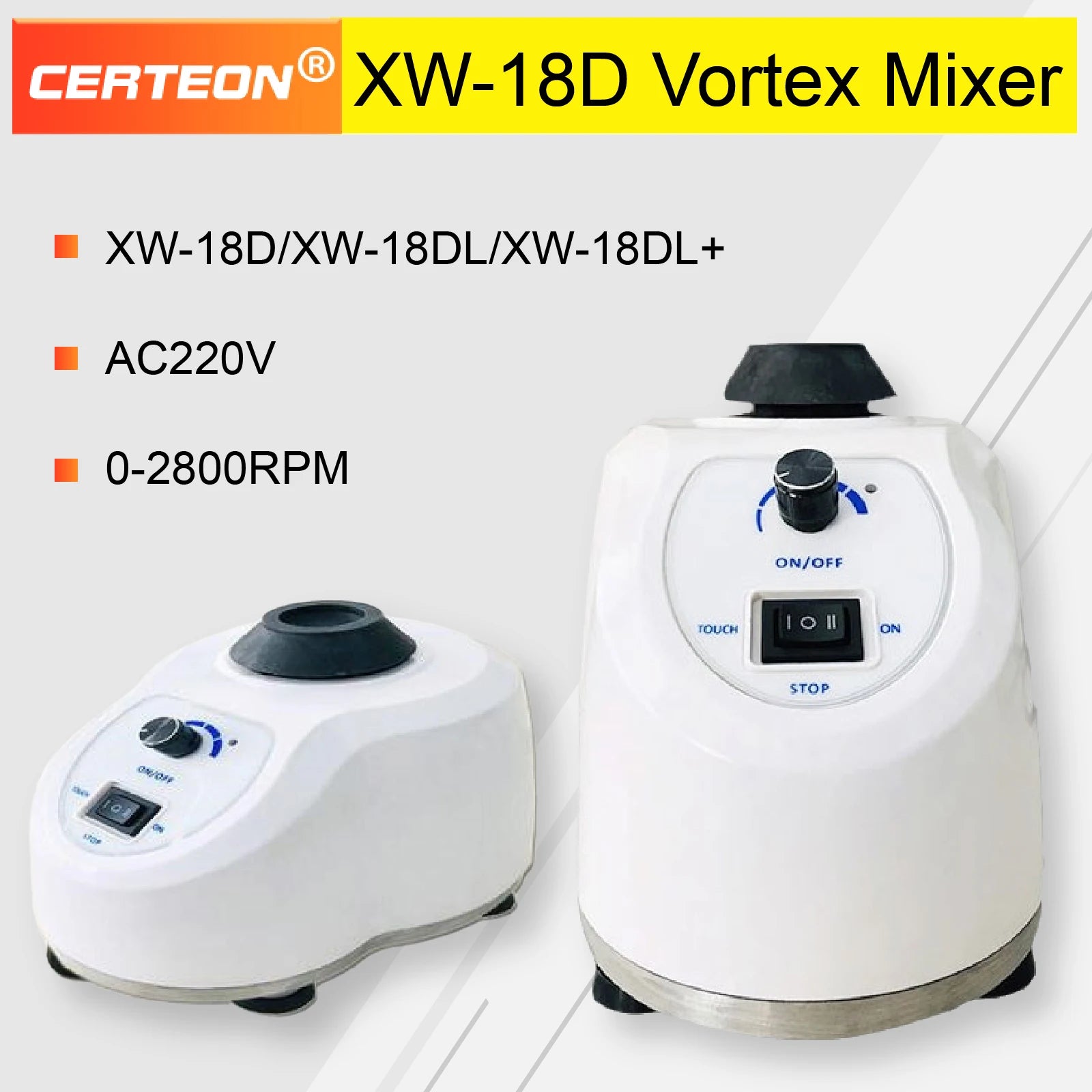 XW-18D Lab Vortex Mixer 2800rpm  Mini Multi-Tube Test Tube Shaker  Portable Variable Speed Oscillator