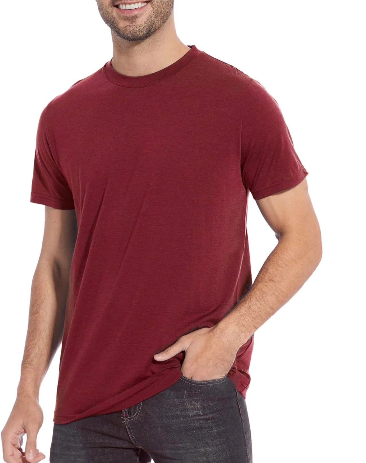 Camiseta Masculina de Lã Merino Solta Manga Curta para Corrida Ar Livre Fitness Secagem Rápida Respirável Fina de Verão Gola Redonda