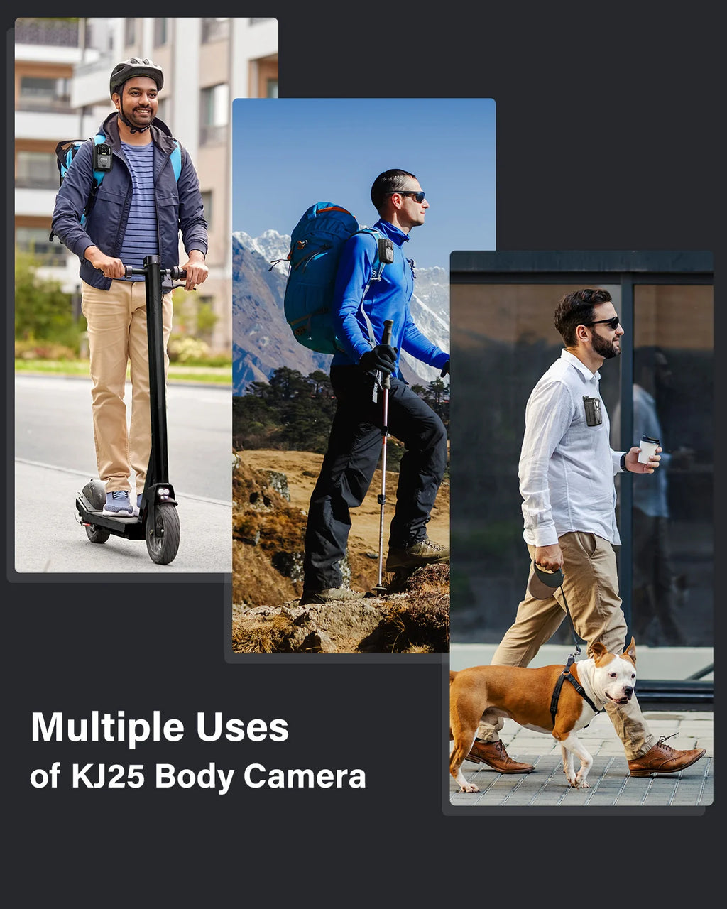 BOBLOV KJ25 1080p - Câmera Corporal - 3000mAh Suporte 13H