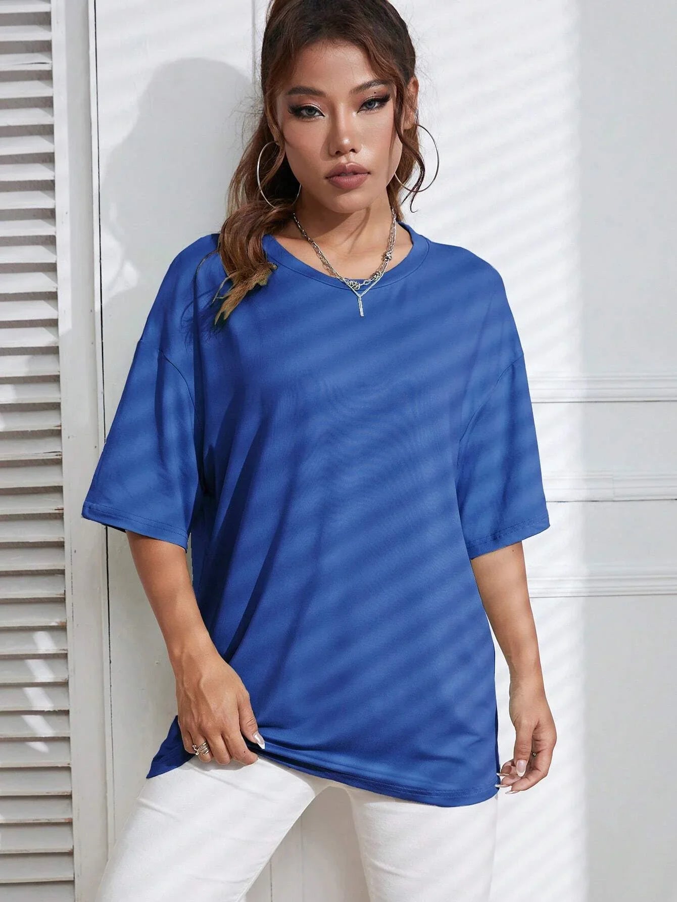 Camiseta Feminina de Manga Curta Cor Sólida para Fitness, Algodão Macio, Respirável e Confortável, Roupa Básica Versátil, Blusa Soltinha - Laranja M