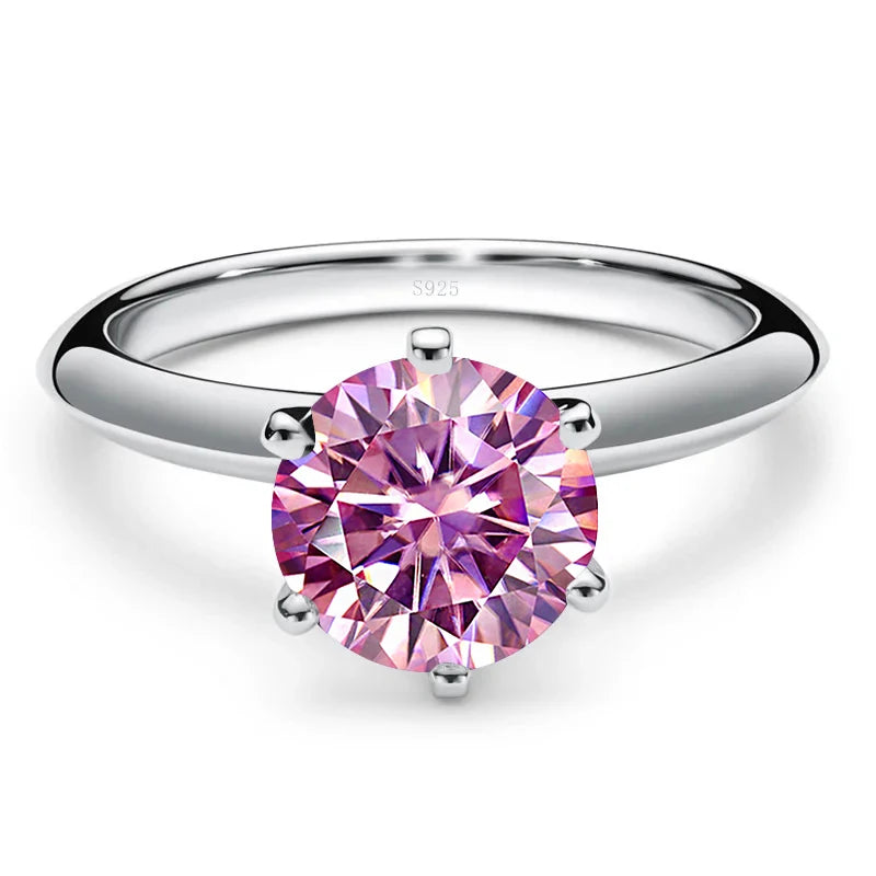 JoyceJelly 1/2/3/5ct Anéis de Moissanite Coloridos Femininos Com GRA Prata Esterlina 925 Joias de Luxo Atacado Preço Baixo