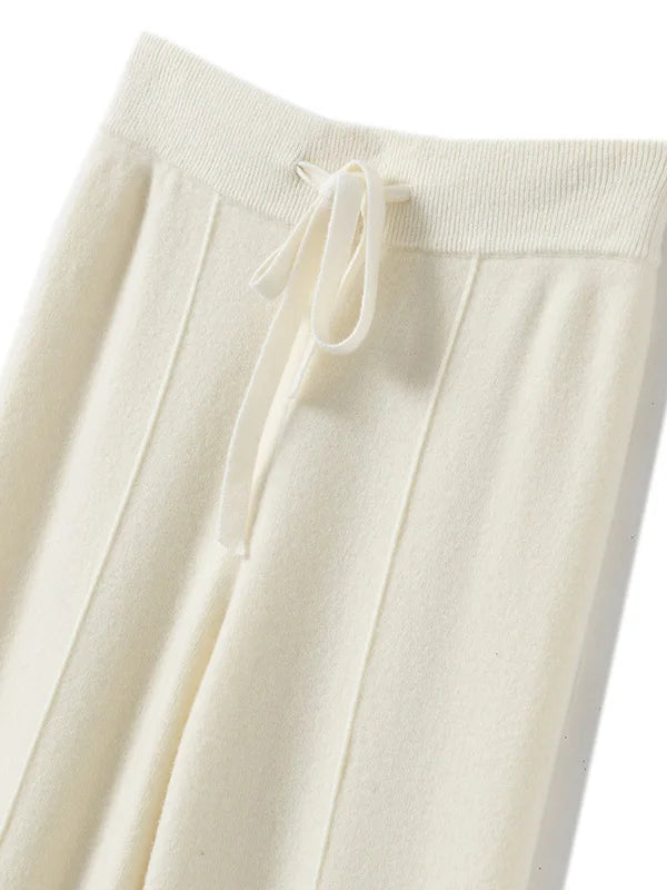 Calças Femininas de Cintura Alta de Malha, Perna Larga, Outono Inverno, Comprimento Longo, Cordão, Reta, Casual, Solta, Emagrecedora 1 - 2xl [veludo roxo camelo] calças de perna larga com costura central