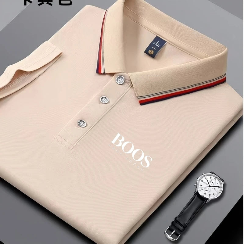 Camisa Polo Masculina Nova BORDADA, Manga Curta, Business Casual, Top Moderno, Respirável, Confortável e Versátil