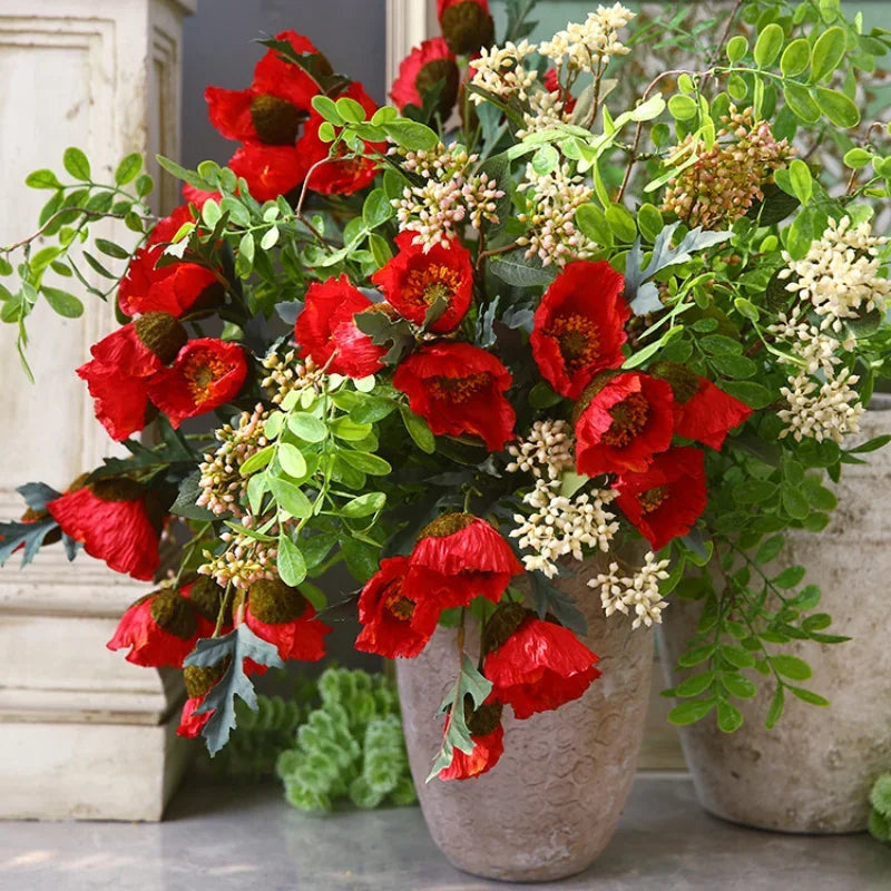 4Head Flor de Papoula Artificial