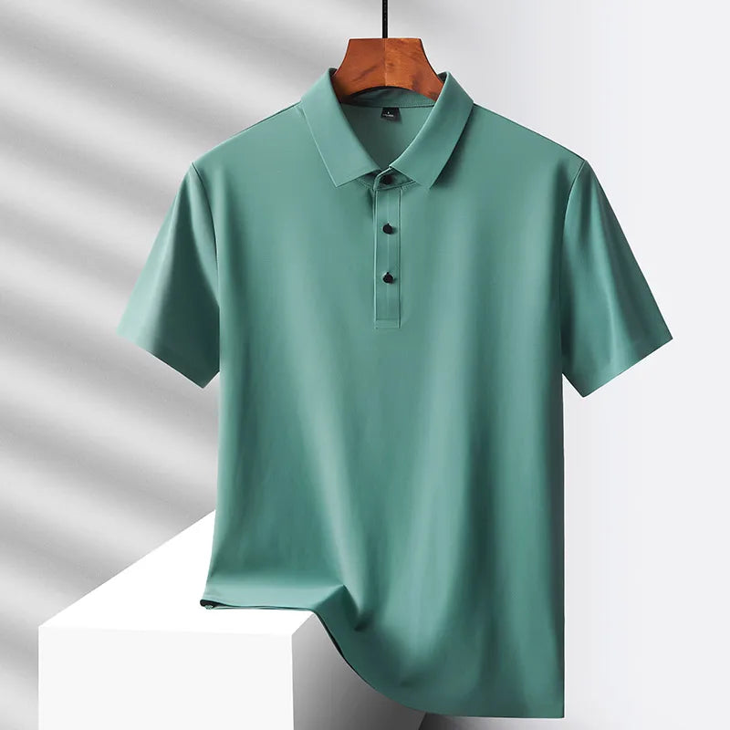 Roupa de verão de pai, camiseta masculina de manga curta de meia-idade, seda gelo de verão de secagem rápida, mei