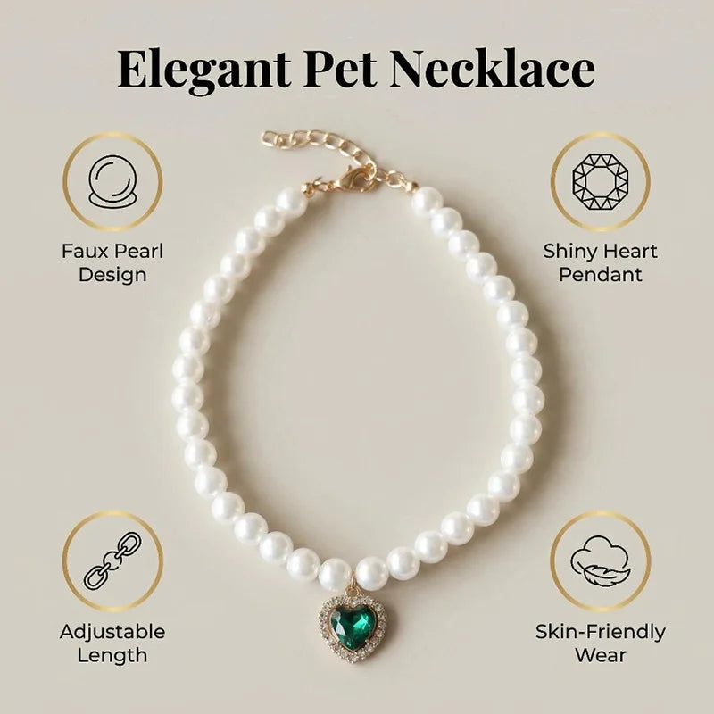 Pet Rhinestone Collar Adjustable Cat Princess Pendant Pearl Necklace Dog Sweet Decorations Puppy Gem Jewelry Accesorios