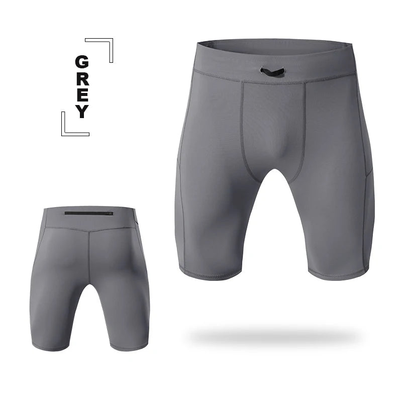 Shorts de Compressão Masculino Secagem Rápida Bodybuilding Tights Shorts Fitness Leggings Elástico Cintura Parte de Baixo Esportiva Calção de Corrida Masculino Academia