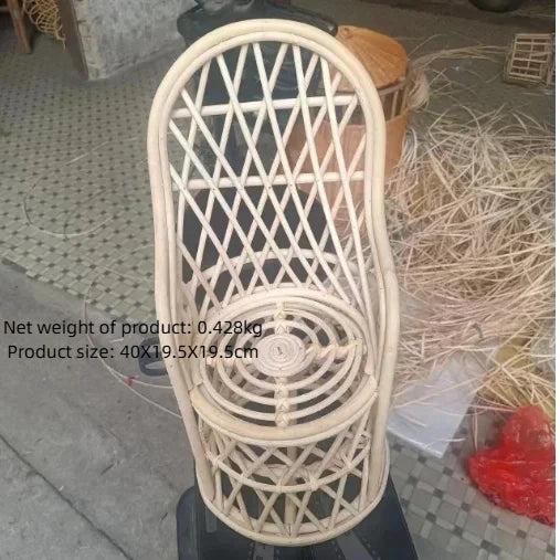 Natural Rattan Cat Sofa Bed Handwoven Cat Photography Prop Wicker Pet Bed for Indoor Cats Mini Photo Shoot Bed for Kittens
