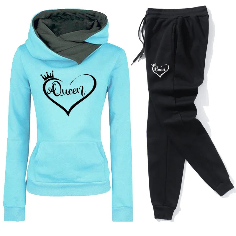 Women's Tracksuit Autumn Winter Quality Hoodies Casual Print Single Sport Pants Comfort Outdoors Daily Jogging Gym Woman Fashion