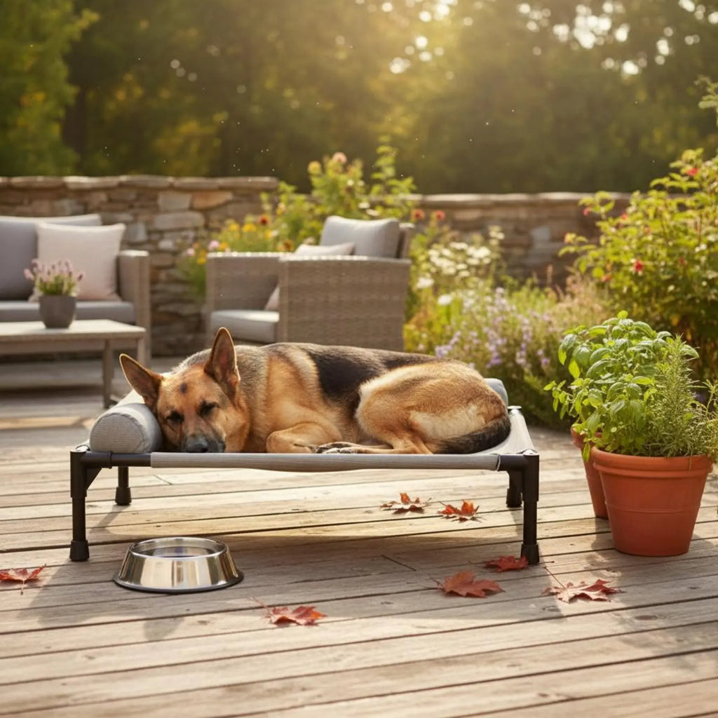 Cama Elevada para Pets Uso em Todas as Estações Cama Elevada para Cães e Gatos Camas Dobráveis para Pets Estrutura Resistente com Suporte para Travesseiro para Felinos, Viagem