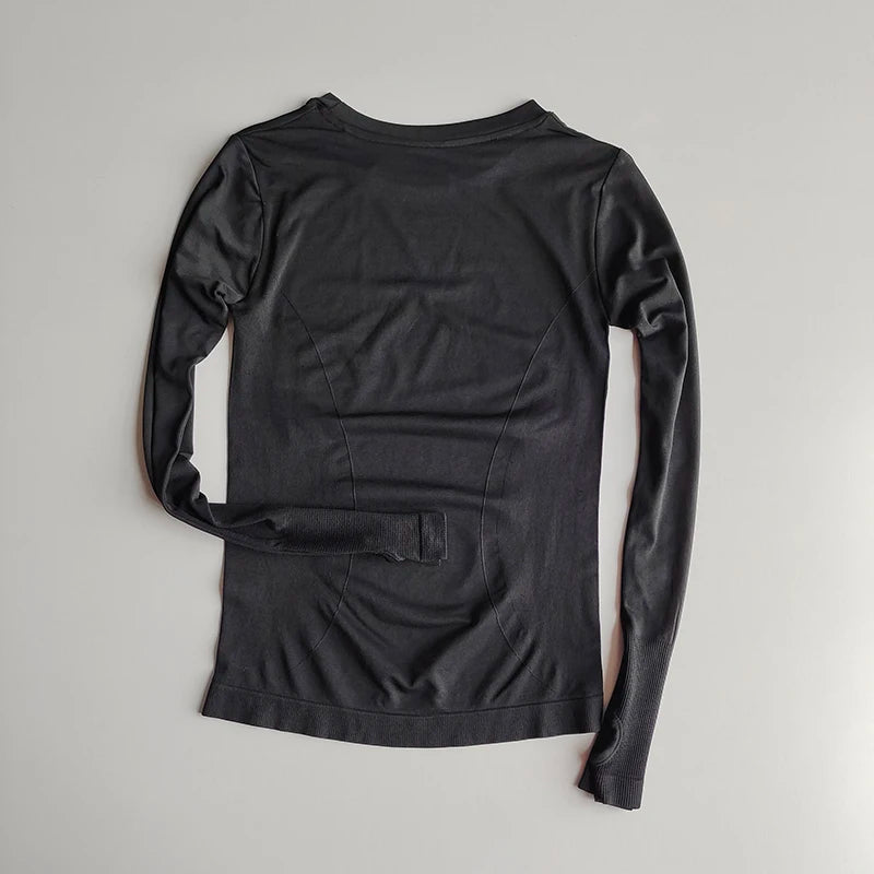 Top Fitness Sem Costura Manga Longa — Suporte e Estilo no Treino